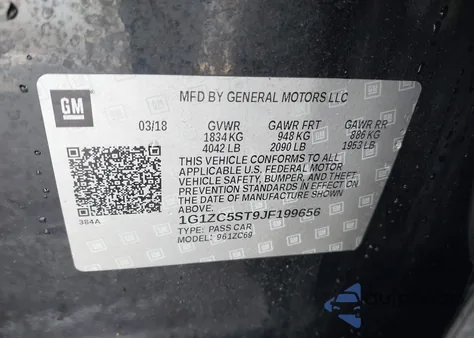 2018 Chevrolet Malibu 1Fl from USA, damaged, VIN 1G1ZC5ST9JF199656